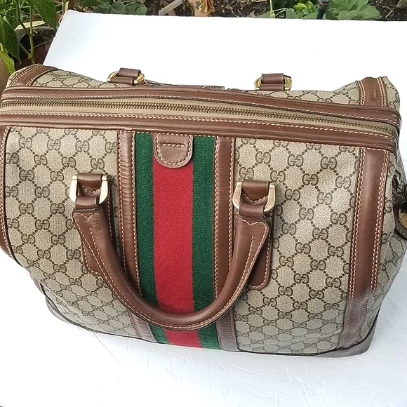 Fabulous Vintage Gucci Supreme Overnight Weekender Travel Train case Boston bag - Picture 7 of 16